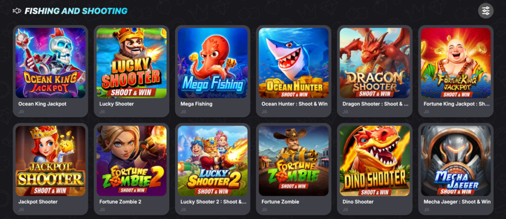 Fishing and shooting games at Luck Party social casino