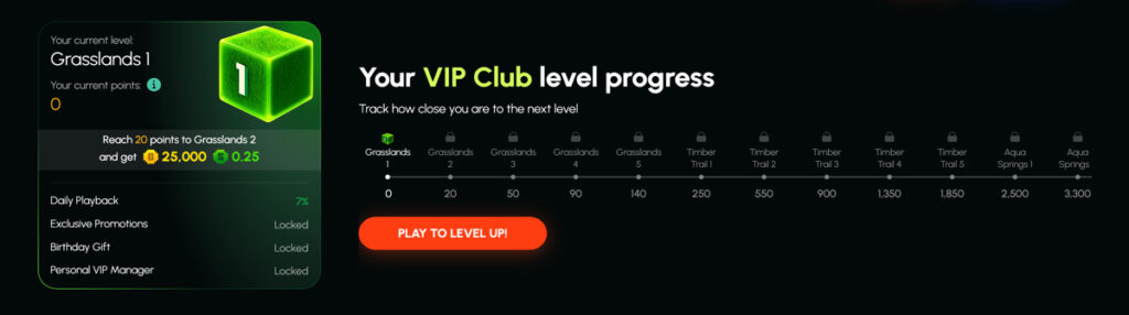 Playtana VIP Club level progress