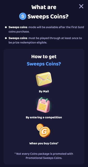 Sweeps Coins explained on Sweepico