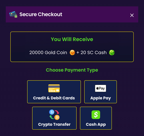 ThrillCoins payment methods