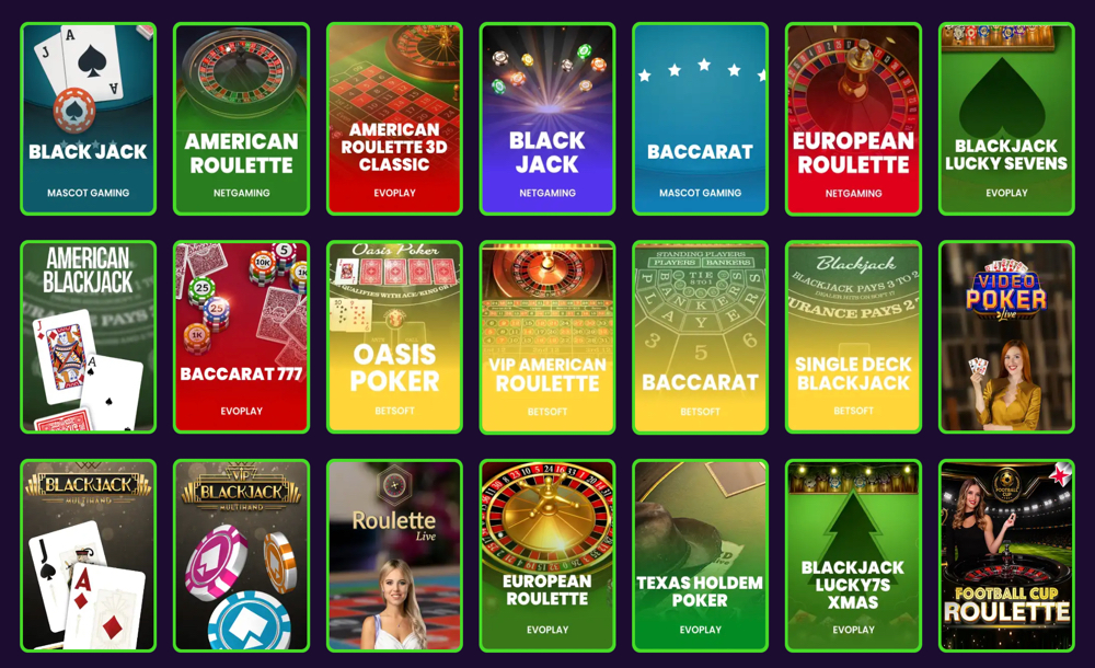 ThrillCoins' collection of table games