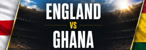 England vs Ghana June 23rd Group L World Cup banner featuring national flags